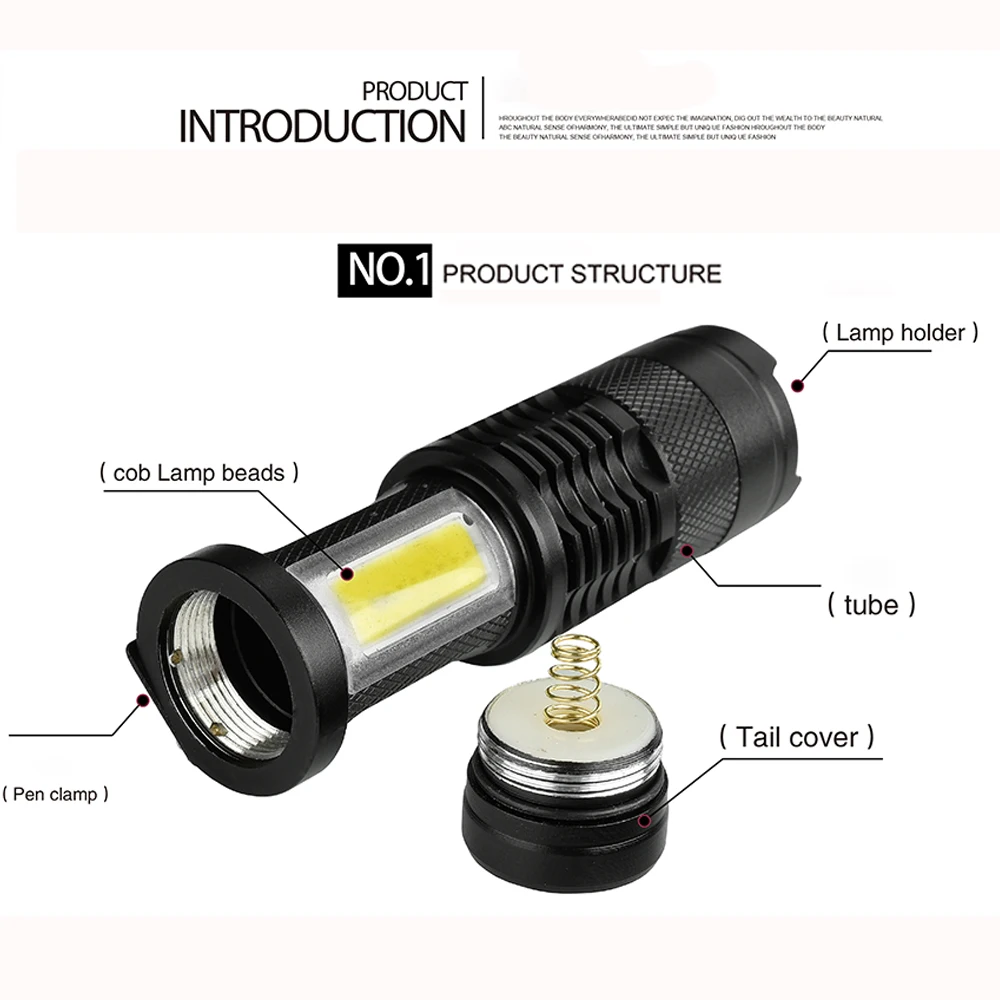 1/3/6/10 шт. 3800LM светодиодный фонарик мини Q5+ COB LED фонари 4 режима Портативный масштабирования фонарь для кемпинга Езда на 14500 или AA