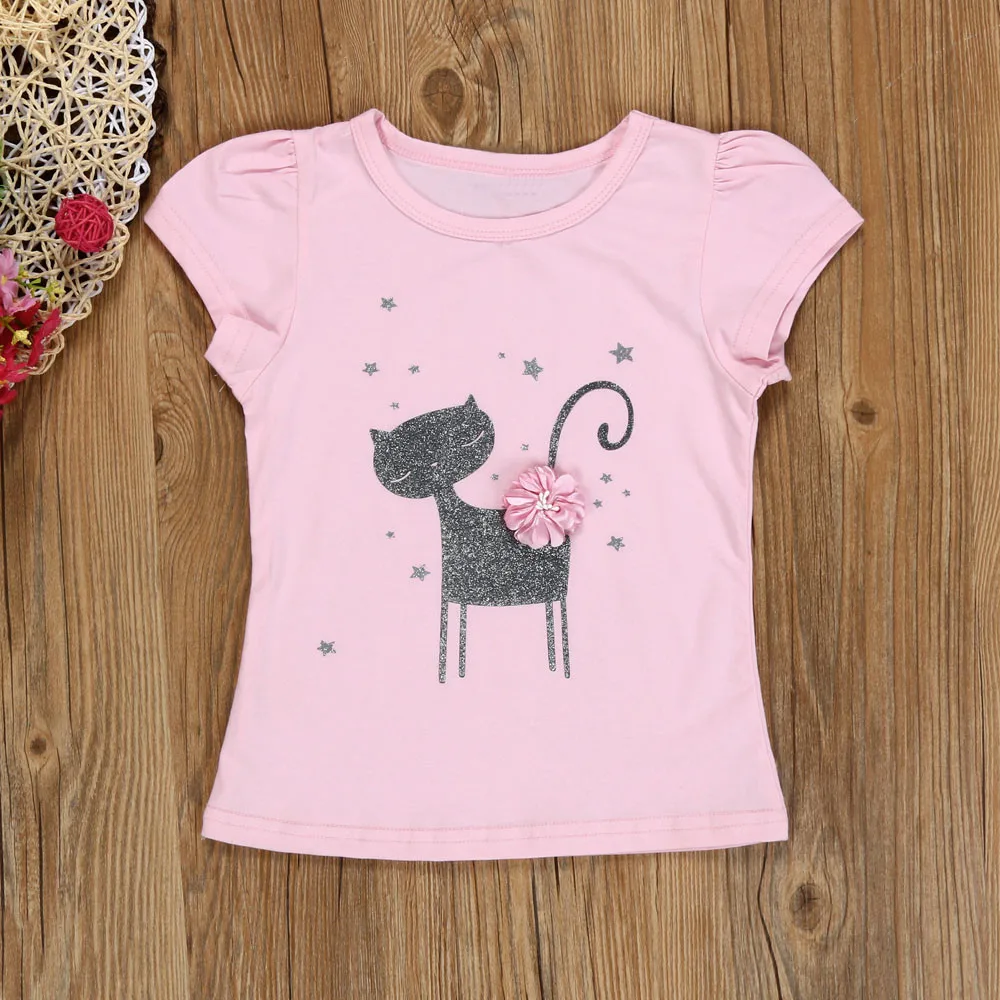 ARLONEET, летнее модное платье-рубашка с принтом котенка для девочек, комплект одежды, jan29/P