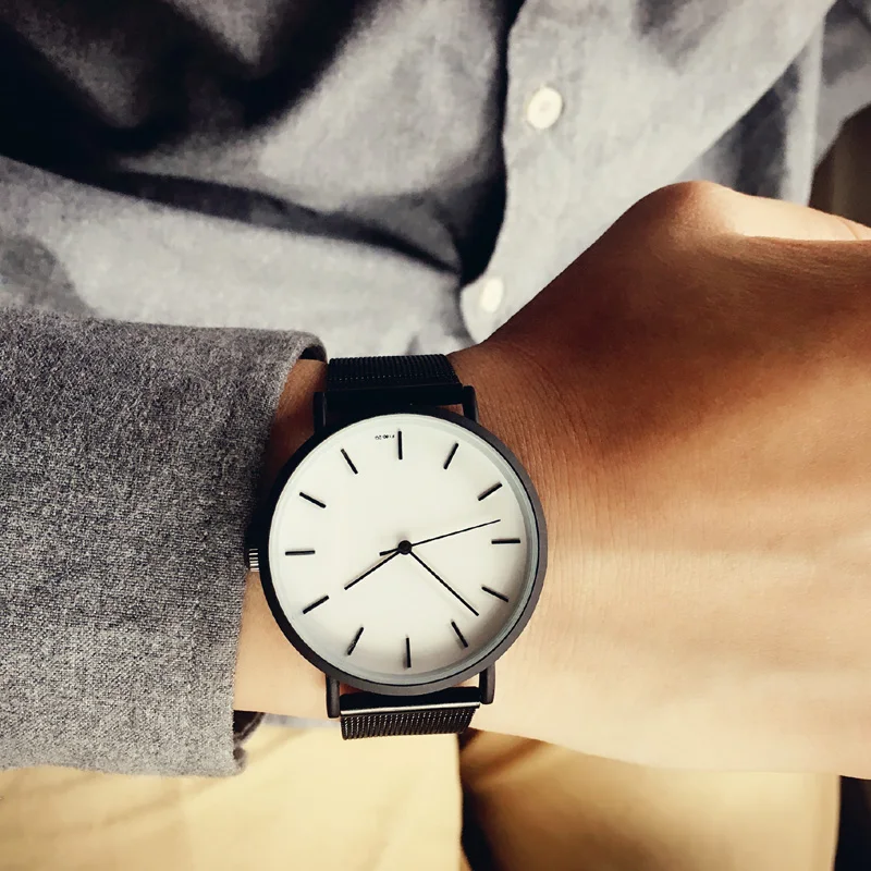 Enmex cool style men wristwatch Brief vogue simple stylish Black and white face leathe  quartz clock fashion watches for mens 4