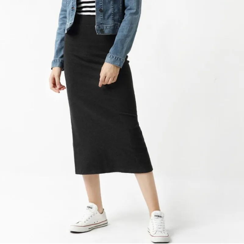 

2019 New Elegant Pencil Skirts Womens Elastic A line Long Skirts Package Hip Sexy Slim Office Work Skirts Maxi Skirt Female