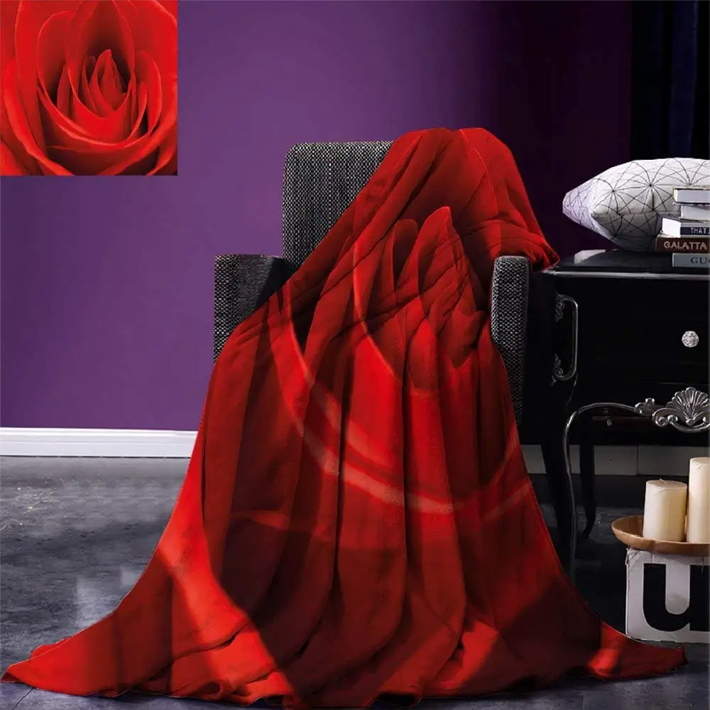 Rose Throw Blanket Close Up of a Red Rose Bloom Fresh Natural Beauty