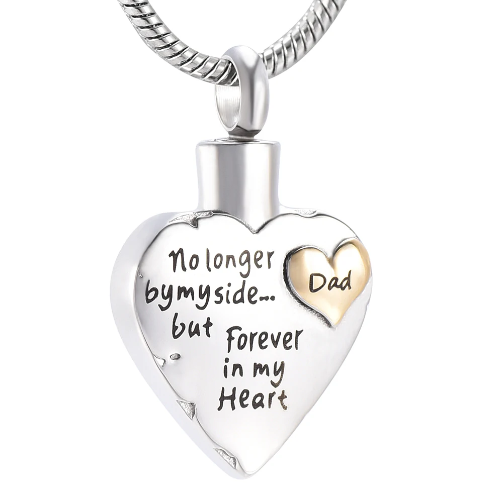 IJD9980 Cremation Necklace For Dad No Longer By My Side ,But Forevert