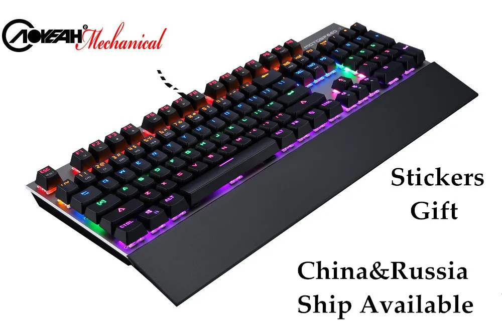 Prix pour Aoyeah d'origine motospeed ck108 rgb mécanique en métal coloré rétro-éclairé clavier de jeu avec grand poignet reste russe autocollant cadeau Prix pour Aoyeah d'origine motospeed ck108 rgb mécanique en métal coloré rétro-éclairé clavier de jeu avec grand poignet reste russe autocollant cadeau
