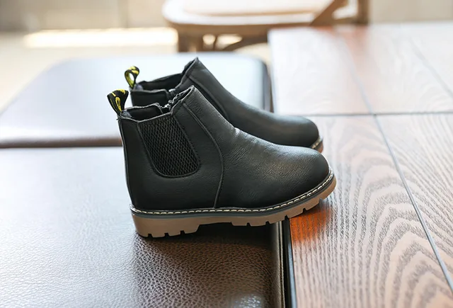 2019 New Autumn Children Shoes PU Leather Waterproof Leather Boots Warm Kids Snow Boots Girls Boys Rubber Boots Fashion Sneakers 29 28
