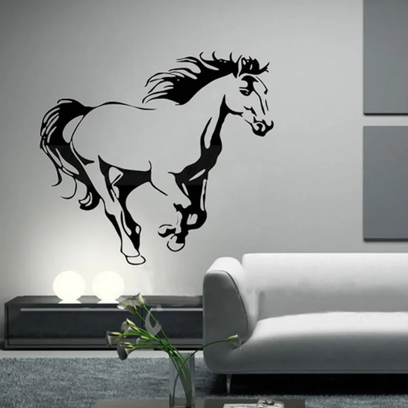 Galloping Horse Wall Murals Wall Art Cavalo Animal Poster Stencils For