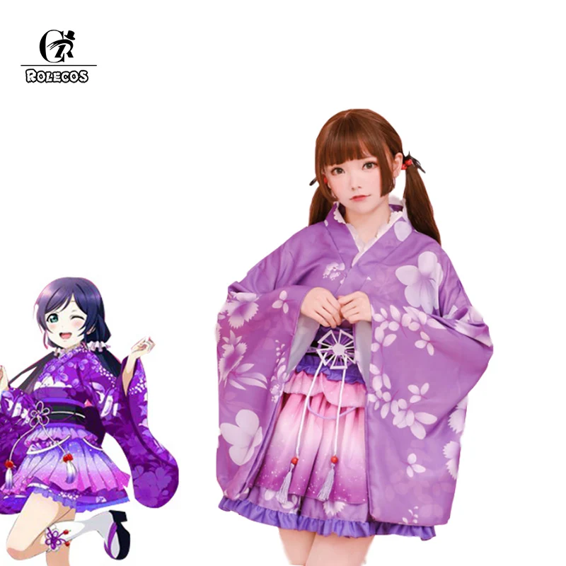 ROLECOS аниме Love Live Косплей Костюм Платье Tojo Nozomi Nico Yazawa Kotori Minami кимоно женское платье
