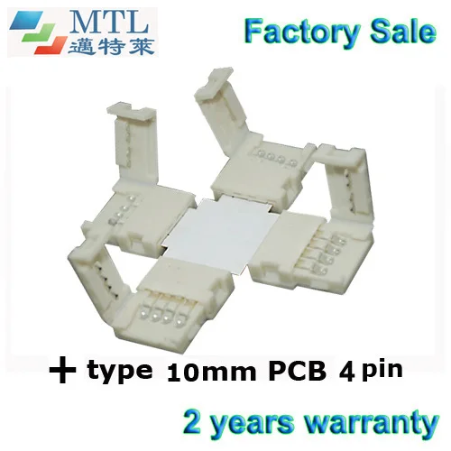

LED strip connector corner adapter cross "+" type, 50pcs/lot, 10mm PCB 4 pin for RGB LED strip, Factory Wholesale