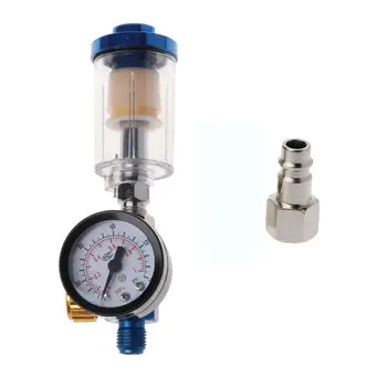 

Air Pressure Regulator Gauge Spray Gun In-Line Water Oil Trap Filter Separator Kit Tools