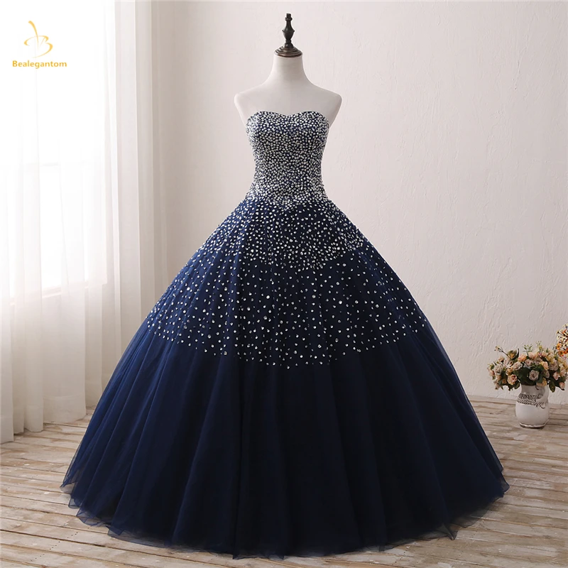 

Bealegantom New 2019 Stok Real Photo Ball Gown Quinceanera Dresses Beaded Lace Up Debutante Sweet 16 Party Dress QA1487