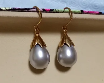 

zxia 12x16 mm Grey shell Pearl Earring southsea shell pearl earring