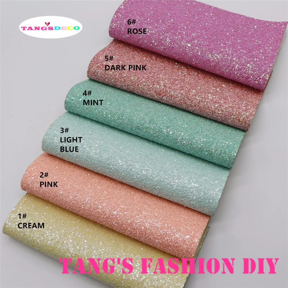 

6pcs--20x22cm fluo light color CHUNKY GLITTER LEATHER/Synthetic leather can choose color