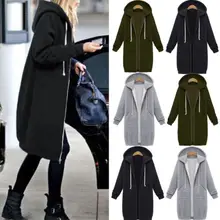 HOT Womens Warm Zipper Open Hoodies Sweatshirt Long Coat Jacket Tops Outwear HOT Womens Warm Zipper Open Hoodies Sweatshirt Long Coat Jacket Tops Outwear