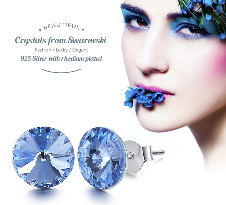 CDE 925 пробы серебряные серьги, украшенные кристаллами Swarovski, круглые геометрические серьги-гвоздики, женские подарочные украшения для ушей