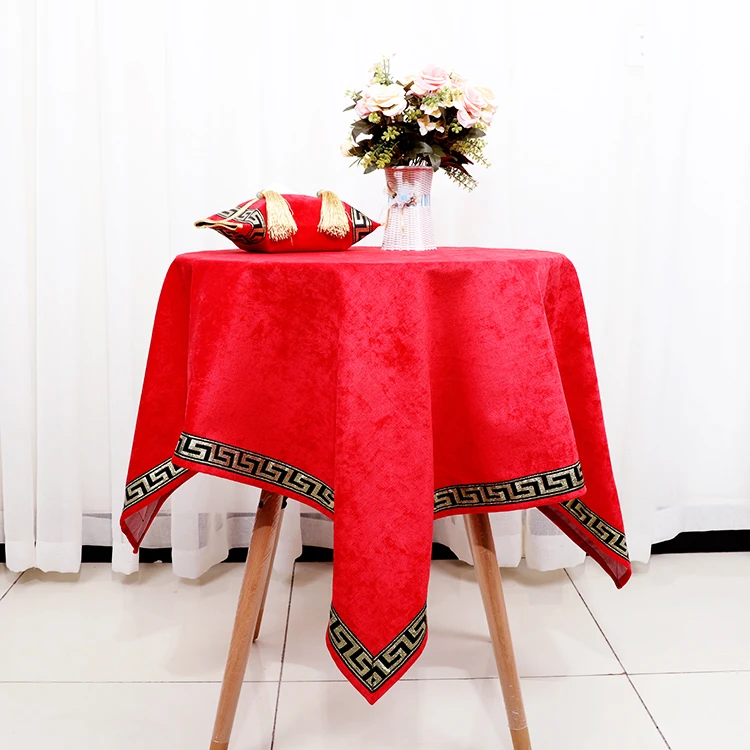 Высококачественная кружевная бархатная круглая скатерть, декоративная Рождественская китайская скатерть для круглого стола, роскошный защитный коврик для стола