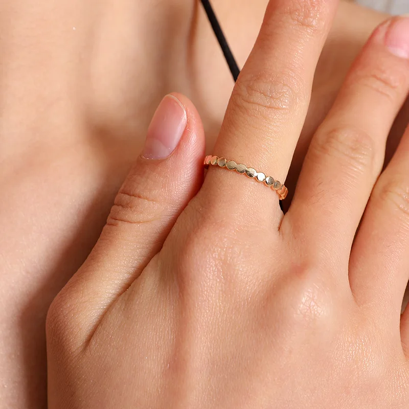 

Opening Simple Little Beads Golden Silver Unclosed Thin Rings for Women