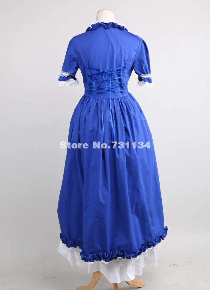 Элегантный синий короткий рукав кружево Готический, викторианской эпохи бальное платье Для женщин Платья для вечеринок