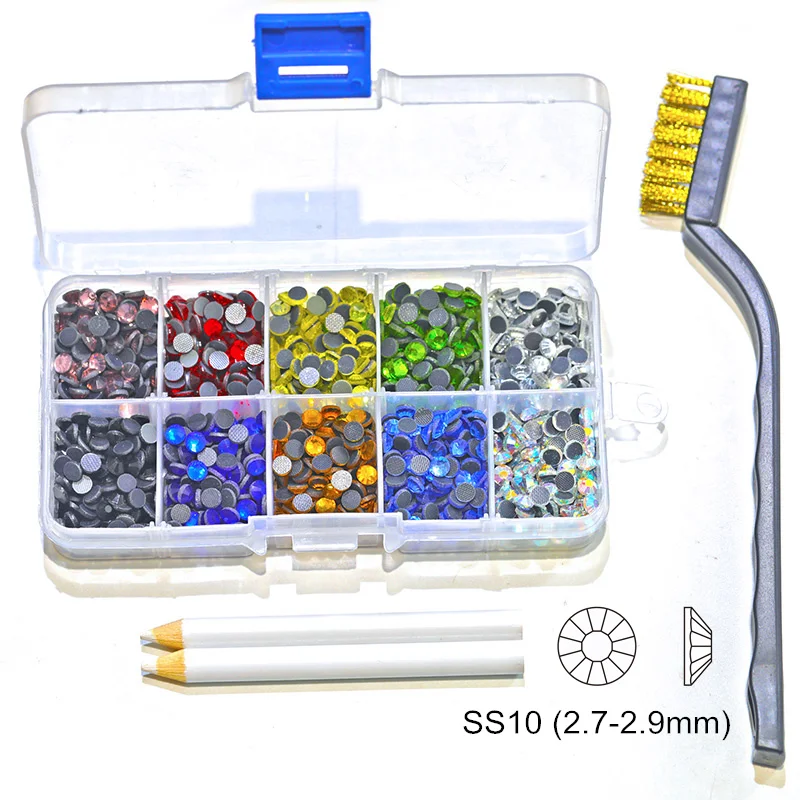  2000pcs Colorful Hot Fix Rhinestones Full Set With Hotfix Applicator Crystal Glass Iron On Rhinesto - 32954088361