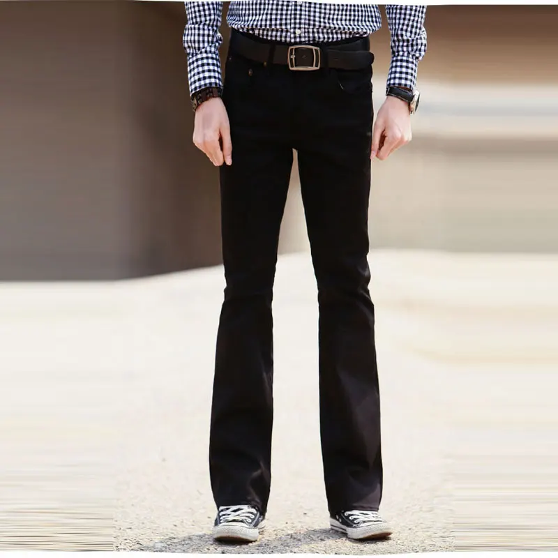

Mens Flared Leg Jeans Trousers High Waist Long Flare Jeans For Men Bootcut Blue Jeans bell bottom jeans men