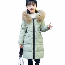 Children’s clothing girl down jacket 2018 new winter coat for girls long warm fur collar hooded teenage girls outerwear RT201