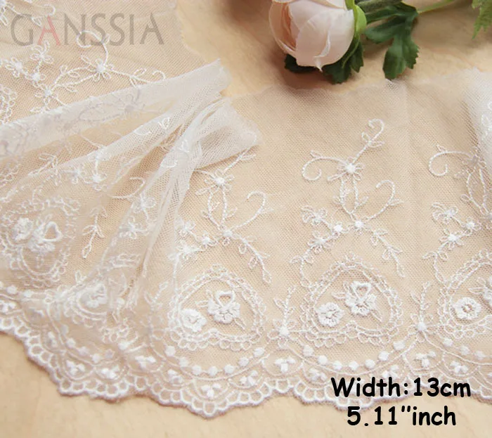 

1yrd/lot Width:13cm Exquisite cotton mesh lace, heart rose lace for sewing,garment lace, trimming lace(ss-646)