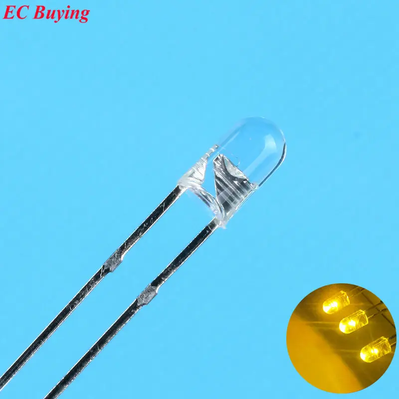 3 мм желтый светодиод Круглый неограниченный светоизлучающий диод прозрачная