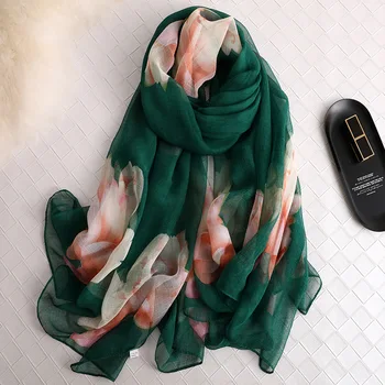

2020 flower print silk scarf fashion women summer scarves lady pashmina beach stoles hijabs foulard female shawls and wraps