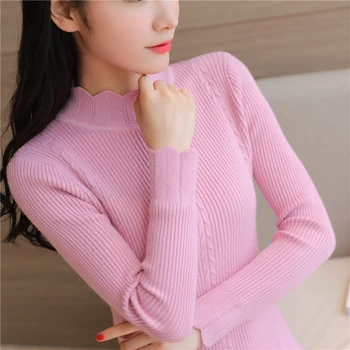 

Autumn Winter Turtleneck Long Sleeve Women Knitted Sweaters and Pullovers Slim Pullover Feminino Sweter Mujer Manga Larga