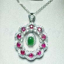 Подвеска с рубином, серебро 925 пробы, натуральный источник рубина, халцедон 0.15ct* 8 шт, 1ct* 1 шт драгоценный камень# T18060705