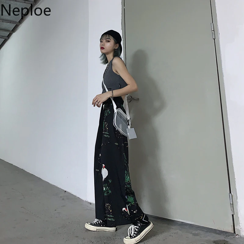 Neploe 2019 модная Корейская одежда Для женщин брюки Винтаж Janpanese печати широкий