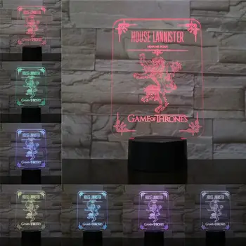 

Game of Throne House Lannister 3D Lamp Illusion Night Light LED Bulb USB RGB Multicolor Home Lampara Christmas Gift For Children