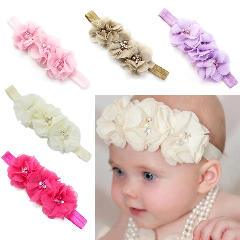 Buy KLV Children chiffon hair band Newborn Toddler Baby Girl Elastic Headband