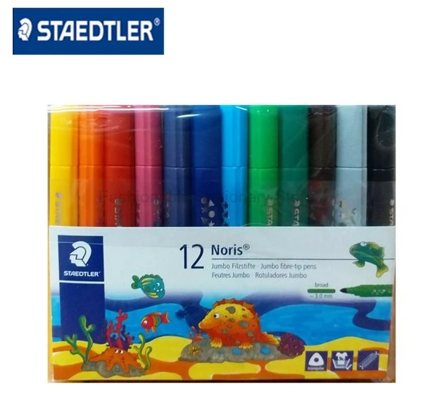 STAEDTLER 328-B WP12 12 цветов 3,0 мм художественные Маркеры Набор ручек треугольный толстый стержень водорастворимые Товары для офиса и школы