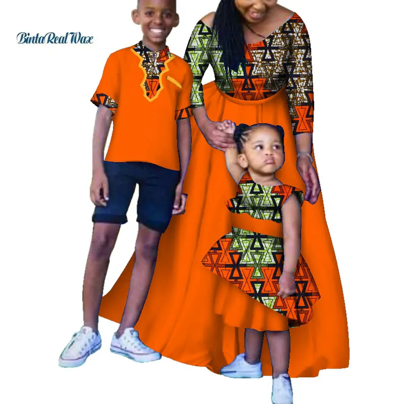 Одежда в африканском стиле; длинные платья с принтом для женщин; платье для мамы и дочки; комплект из рубашки и штанов для сына; семейная одежда в африканском стиле; WYQ183 - Цвет: 14