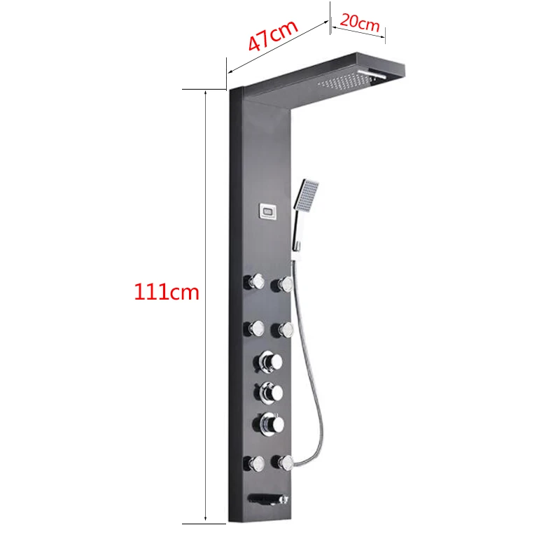 Thermostatic Shower Column FaucetLuxury Bathroom Bath Shower System SPA Massage Sprayer Temperature Screen Show