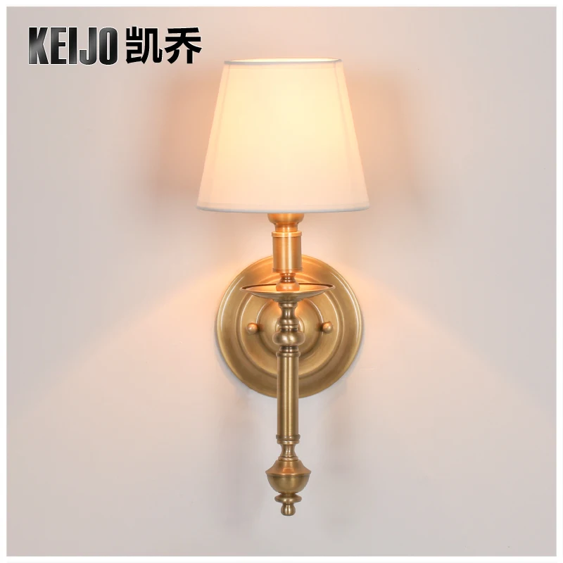 

Keijo, American country wall copper bedroom bedside lamp lens headlight European minimalist living single head lamp