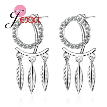 

New Fashion 925 Sterling Silver Jewelry For Women Special Leaves Design Earring Push Back Pendientes Elegant Accessories