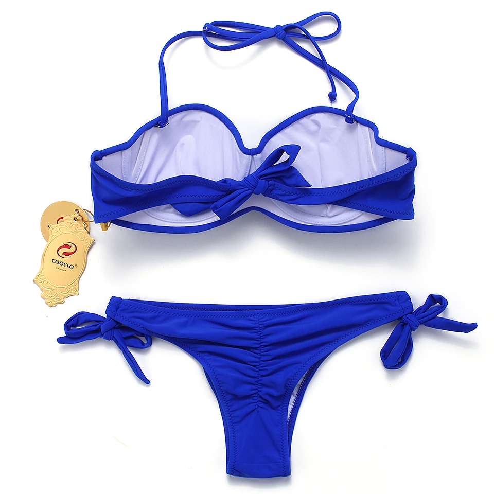 COOCLO цельный бикини плюс размер купальник пуш-ап купальник женский купальный костюм Холтер ремешки набор бикини пляжная одежда