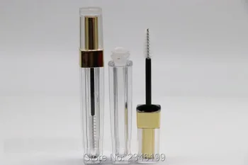 

50pcs/lot Square Shape Clear Mascara Tube with Gold Cap, Empty Plastic Cosmetic Eyelash Makeup Tool, DIY Cosmetic Container