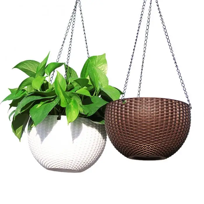 High 5Pcs Flower Pot Hanging Chain Basket Flower Pot 3 Point Garden Plant Hanger with Hooks LG66