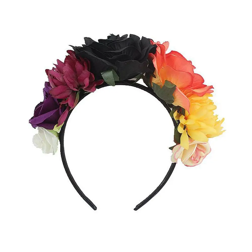 New Women's Hawaiian Rose Flower Crown Garland For Party Day Of The Dead Headband Costume Rose Garland - Color: C