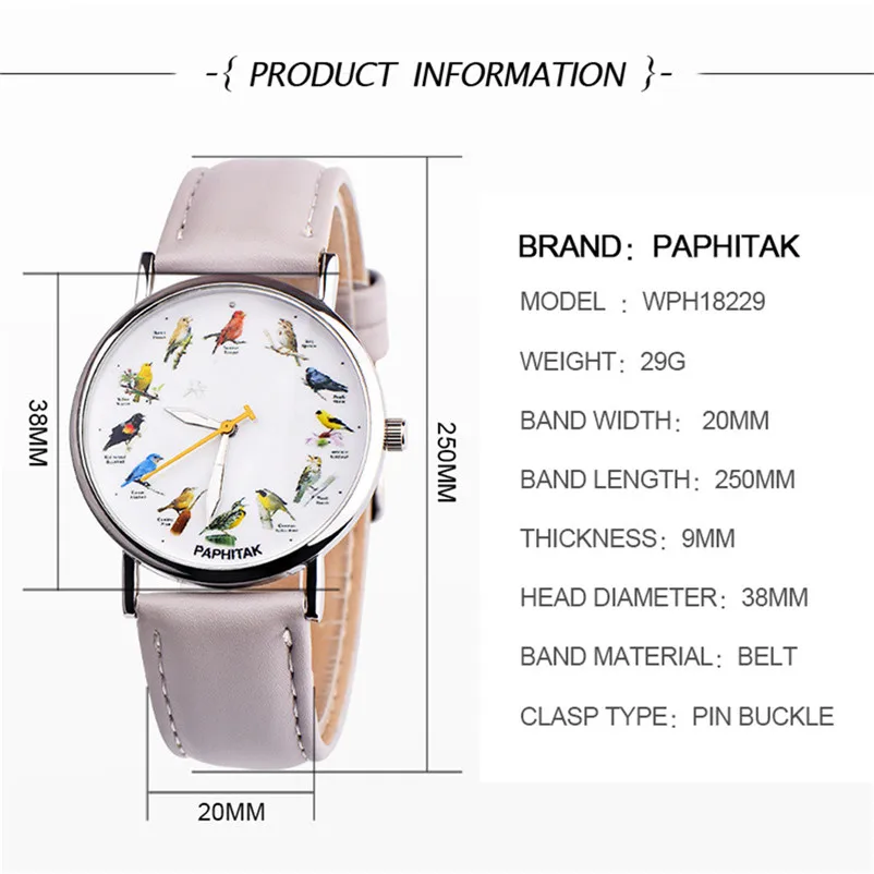 Fashion Women Watches Ladies Casual Watch Couple Retro Bird Design Leather Band Analog Alloy Quartz Wrist Watch Clock J13#N (8)