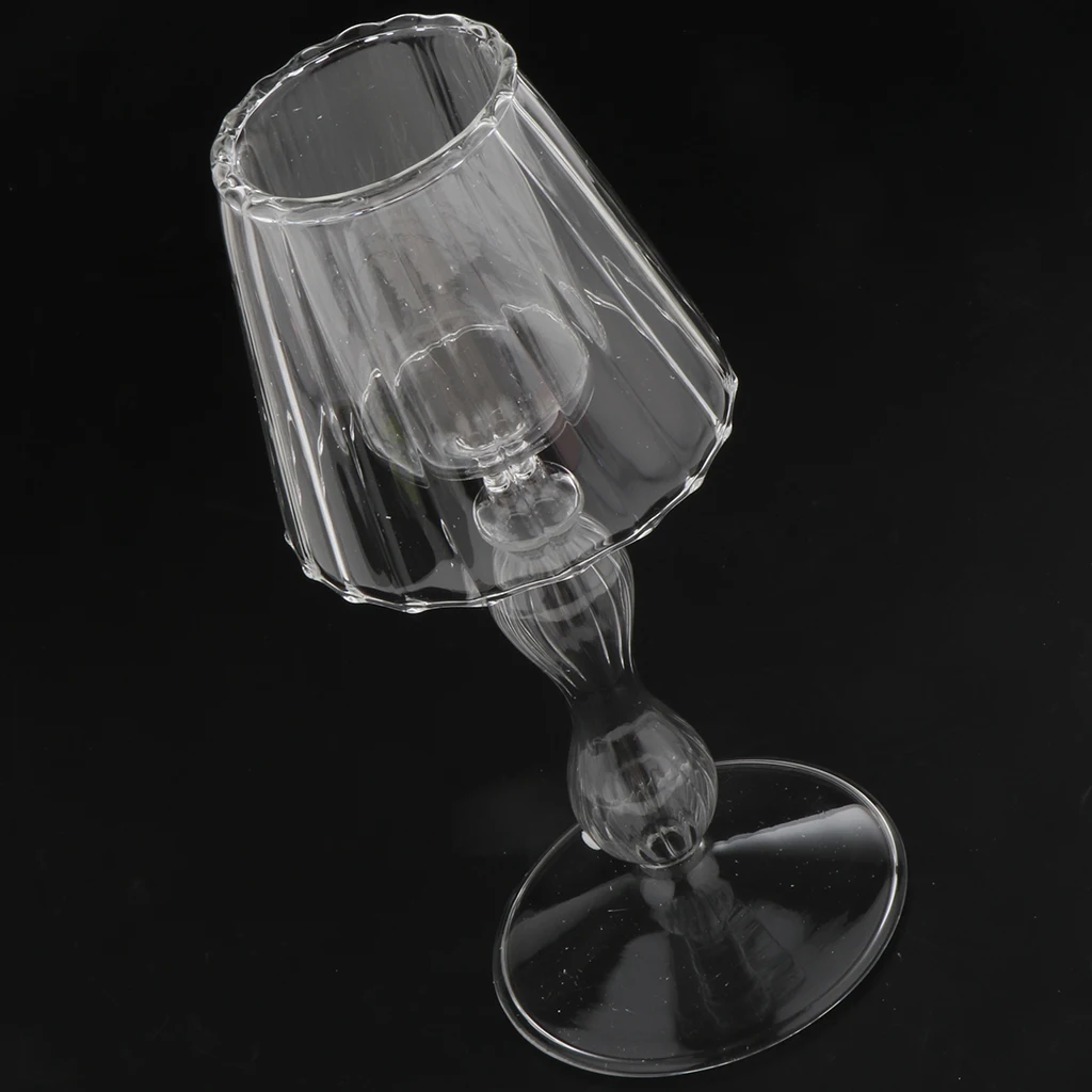 Vintage Candlestick Table Lamp Shape Glass Candelabra Tea Light Holder Clear Candle Holder for Home Decor Wedding Centerpiece