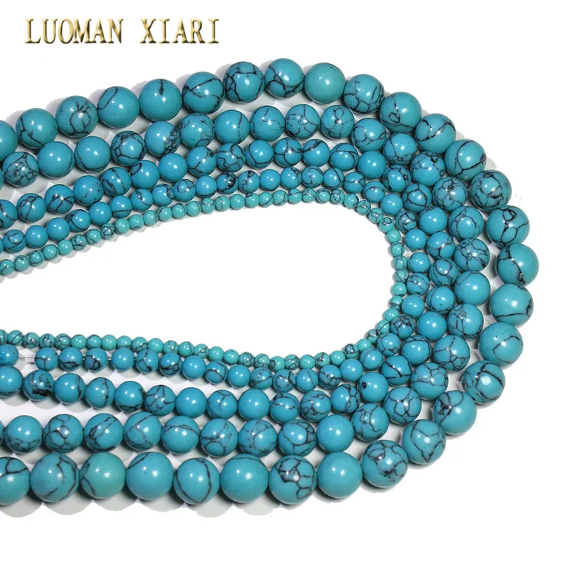 

Wholesale Light Blue Synthesis Turquoises Stone Beads For Jewelry Making DIY Bracelet Necklace Handmade Material 4/6/8/10/12 mm