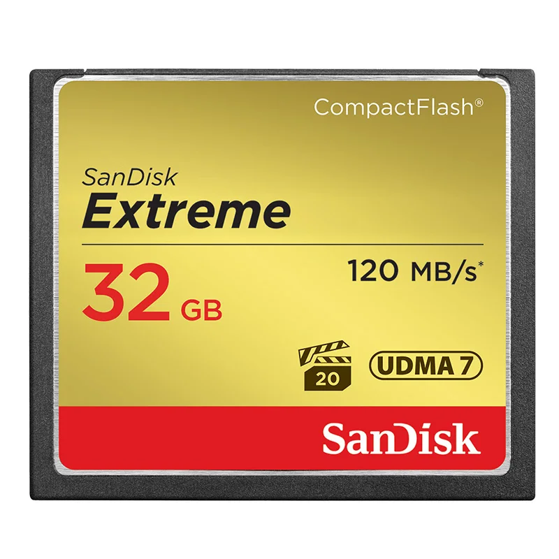 Двойной Флеш-накопитель SanDisk Memory Card Extreme Compact Flash карта 16 Гб оперативной памяти, 32 Гб встроенной памяти, 64 ГБ 128 ГБ карта CF VPG-20 120 МБ/с. для богатых 4K и записи видео в формате Full HD - Емкость: 32GB