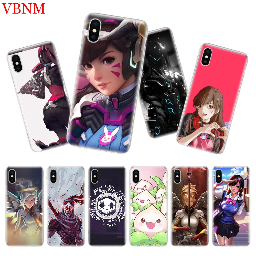 

Overwatchs OW D.VA Silicome Phone Case For iPhone 7 8 6 6S Plus X 10 Ten 9 XS MAX XR 5 5S SE Art Customized Cover Cases Coque