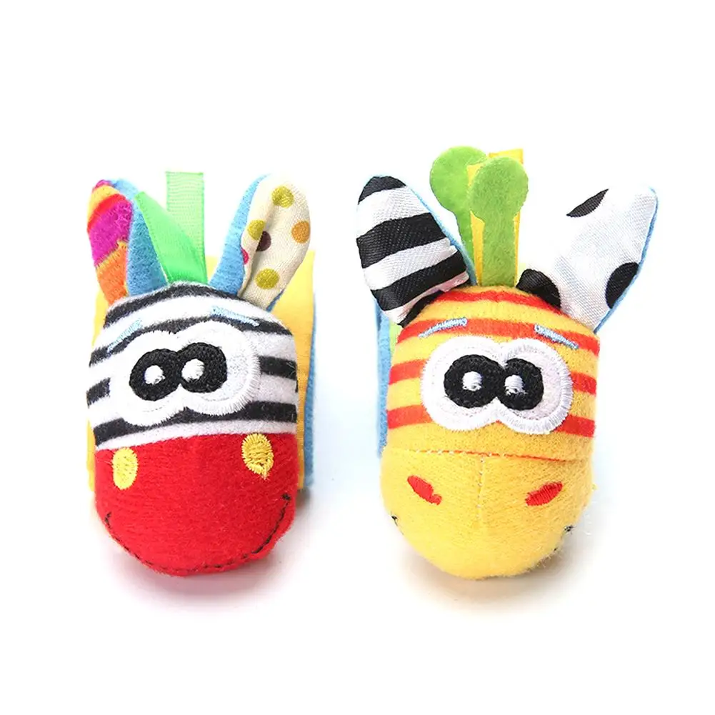 Wrist Strap Rattles Animal Socks Toy New A Pair 2pcs/set Baby Infant Soft Handbells Hand Foot Developmental Toys 0-12Months - Цвет: 2