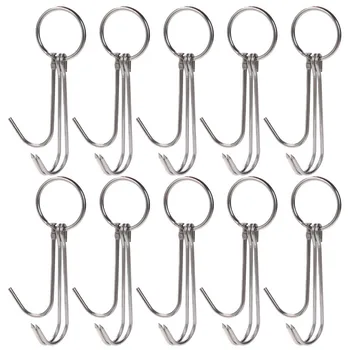 

10PCS Stainless Steel Double Hooks barbecue accessories for Hams Meat Processing Butcher Hook Hanging Drying BBQ Grill Cooking