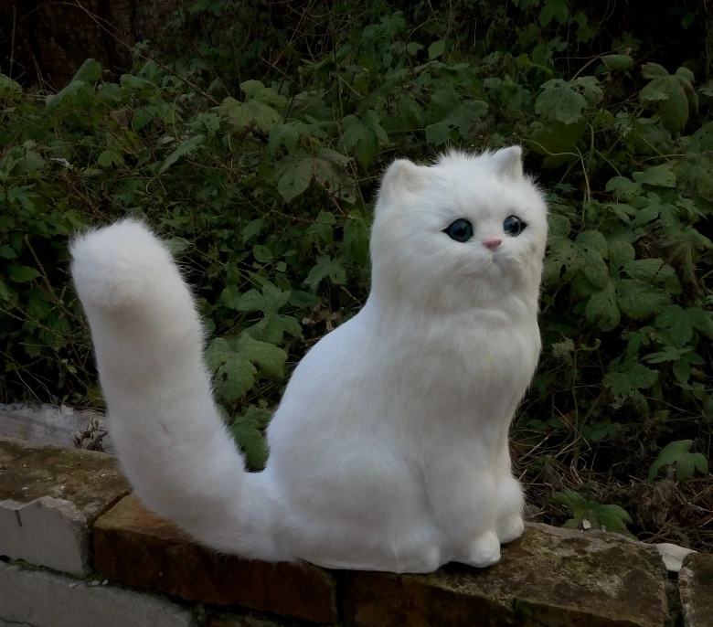 Большой моделирования Белый Кот Игрушка полиэтилена и меха сидит кошка модель подарок около 31x21 см 1190