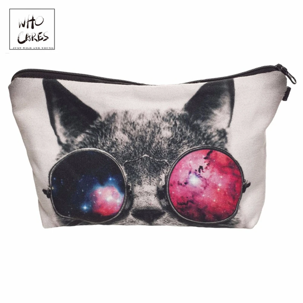 Qui Se Soucie De La Mode Impression Galaxie Lunettes De Soleil Chat Maquillage Sacs Cosmetique Organisateur Sac Dame Pochette Femmes Sac Cosmetique Aliexpress