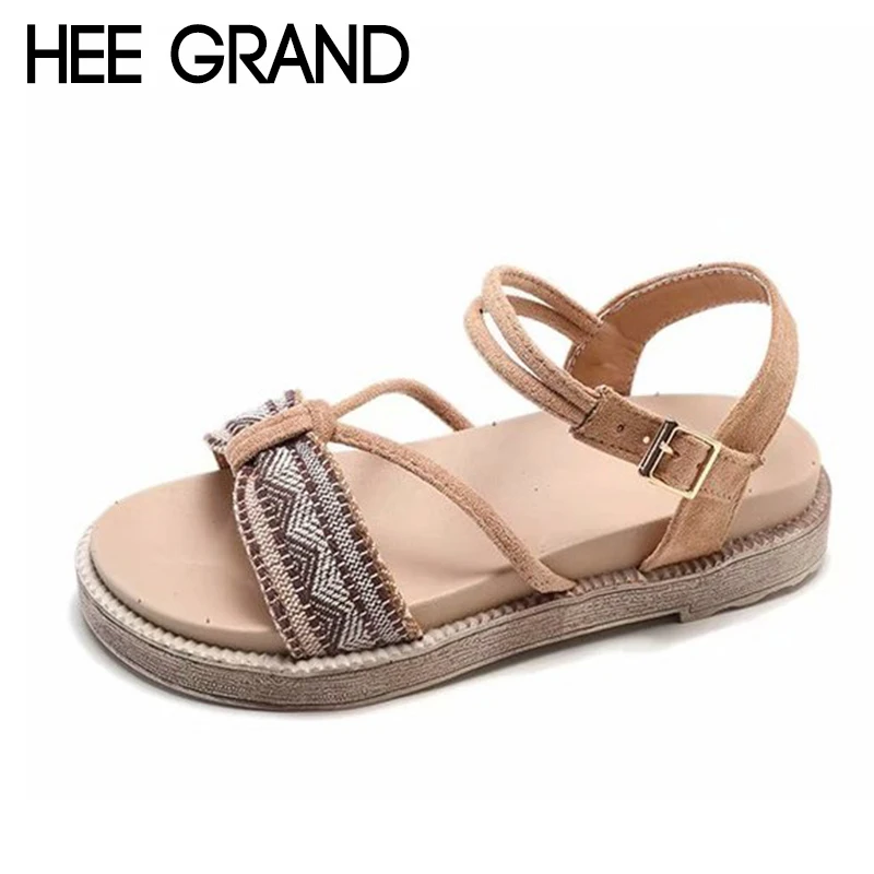

HEE GRAND 2018 New Summer Flats Thong Sandals Woman Causal Flat With Buckle Strap Flip Flops Mujer Shoes Sandals XWZ5144